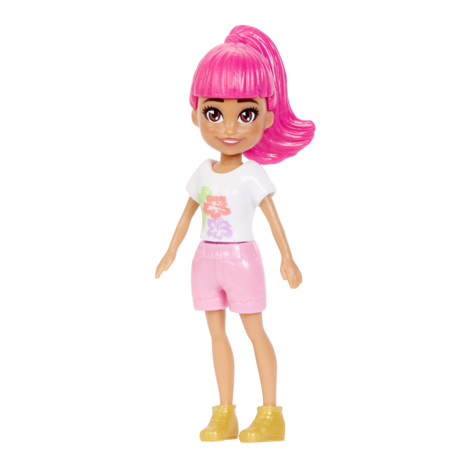 Ляльки - Лялька Polly Pocket з рожевими волоссям в білій футболці (FWY19/GXV13)