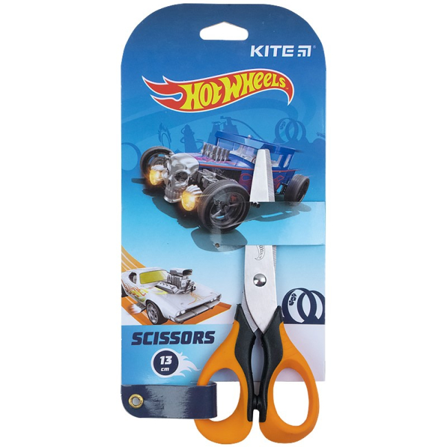Канцтовары - Ножницы детские с резиновыми вставками Kite Hot Wheels 13 см (HW21-016)