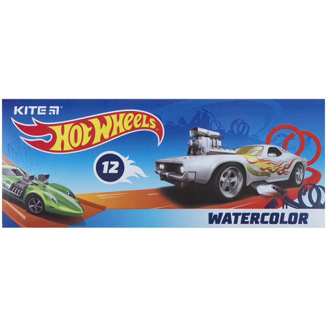 Канцтовари -  Фарби акварельні Kite Hot Wheels 12 кольорів (HW21-041)