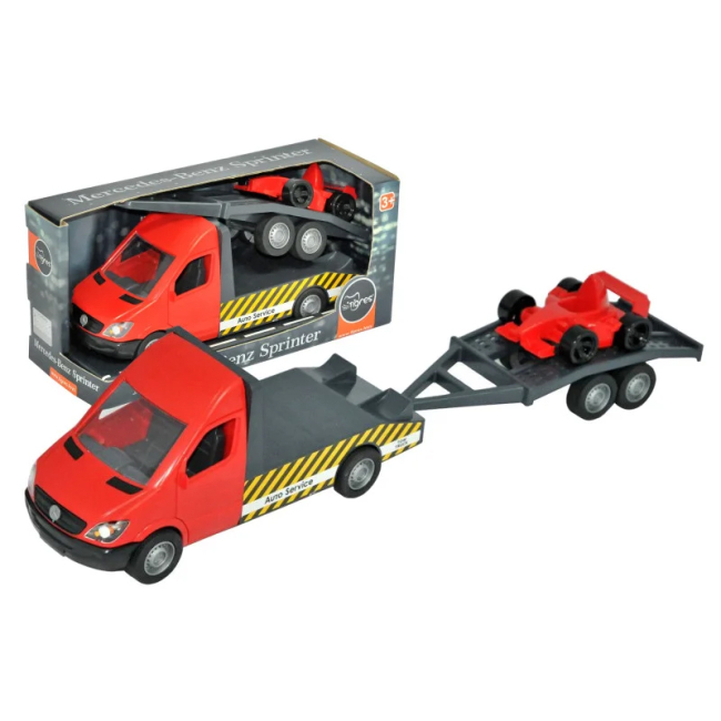 Транспорт і спецтехніка - Автомобіль Tigres Mercedes-Benz Sprinter евакуатор з лафетом червоний (39740)