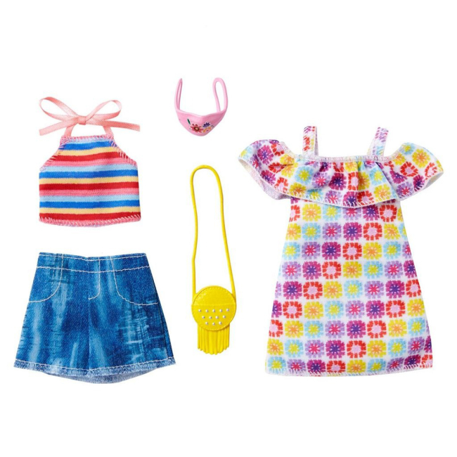Одежда и аксессуары - Одежда Barbie Два модных образа Цветочное платье и шорты с топом (GWF04/GRC91)
