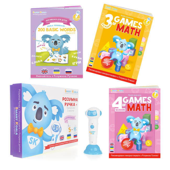 Обучающие игрушки - Набор Интерактивная ручка и книжка Smart Koala Математика 2 штуки и English (SKS0GM34BW3)