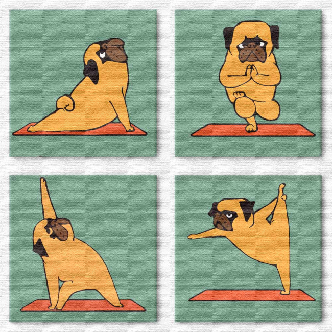 Товары для рисования - Картина по номерам Идейка Полиптих Yoga-dog (KNP012)