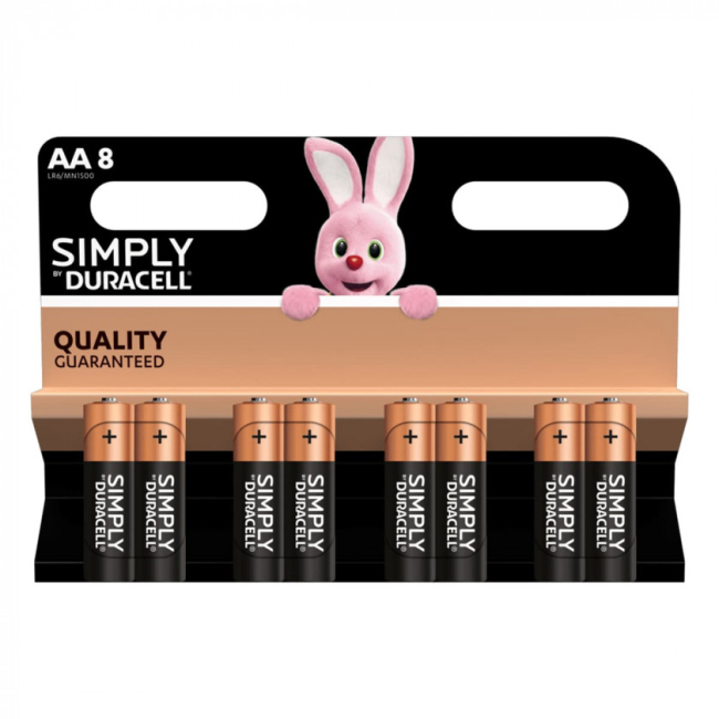 Акумулятори і батарейки - Батарейки лужні Duracell Simply AA LR6 8шт (5000394002272)