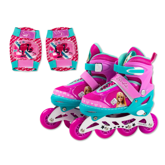 Ролики детские - Роликовые коньки Mattel Барби с защитой S 31-34 (RL2113)