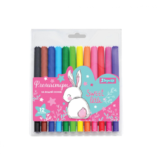 Канцтовари - Набір фломастерів 1 Вересня Bunny 12 кольорів (650446)