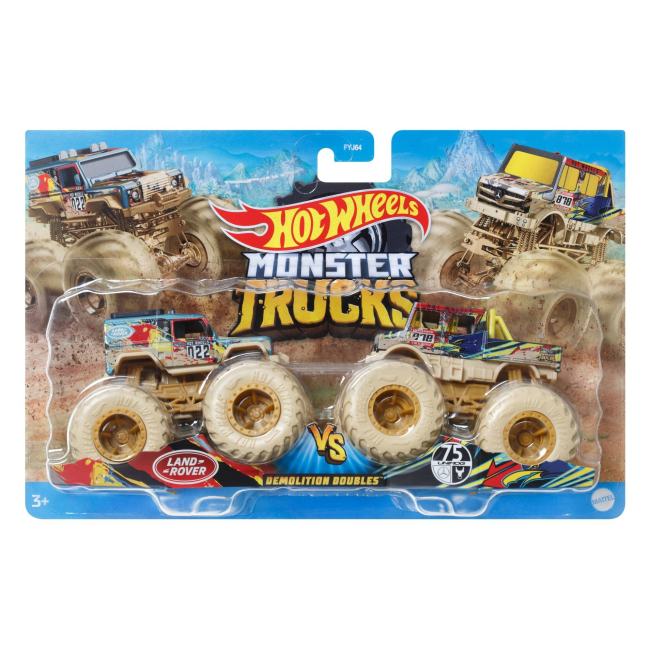 Автомоделі - Набір машинок Hot Wheels Monster Trucks Land rover vs 75 Unimog (FYJ64/HDG17)