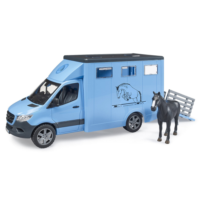 Транспорт і спецтехніка - Автомодель Bruder MB Sprinter для перевезення тварин з конем (02674)