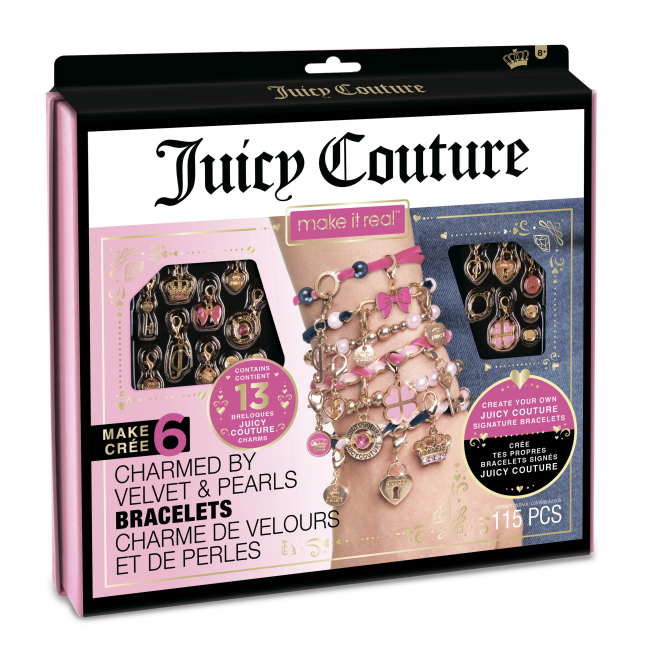 Набори для творчості - Набір для створення шарм-браслетів Make it Real Juicy Couture Браслети прикрашені оксамитами та перлинами (MR4417)