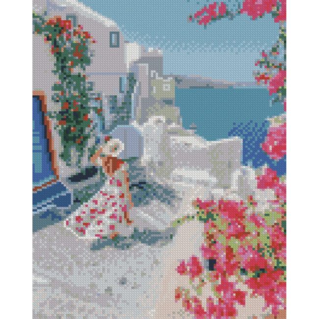 Мозаика - Алмазная картина Strateg Девушка на прогулке 30х40 см (HX513)