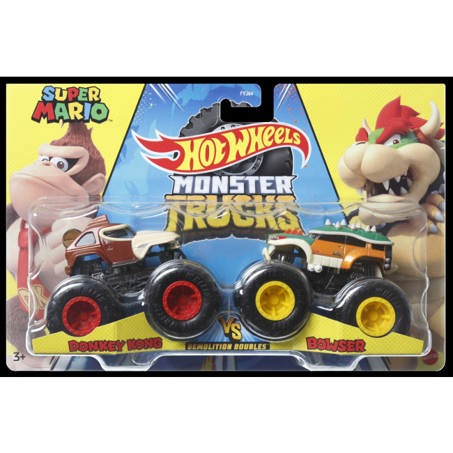 Автомоделі - Набір машинок Hot Wheels Monster Trucks Donkey Kong vs Bowser (FYJ64/HNX23)