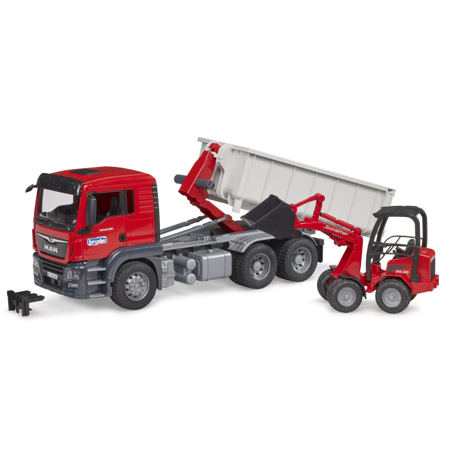 Транспорт і спецтехніка - Ігровий набір Bruder Вантажівка MAN TGS та міні-навантажувач Schaffer 2630 (03767)