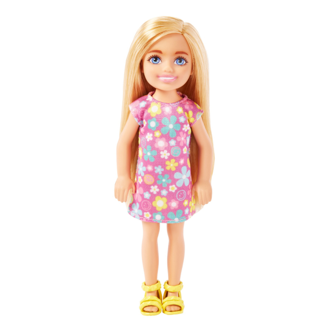 Ляльки - Лялька ​Barbie Челсі та друзі Білявка в фіолетовій сукні з квіточками (DWJ33/HKD89)