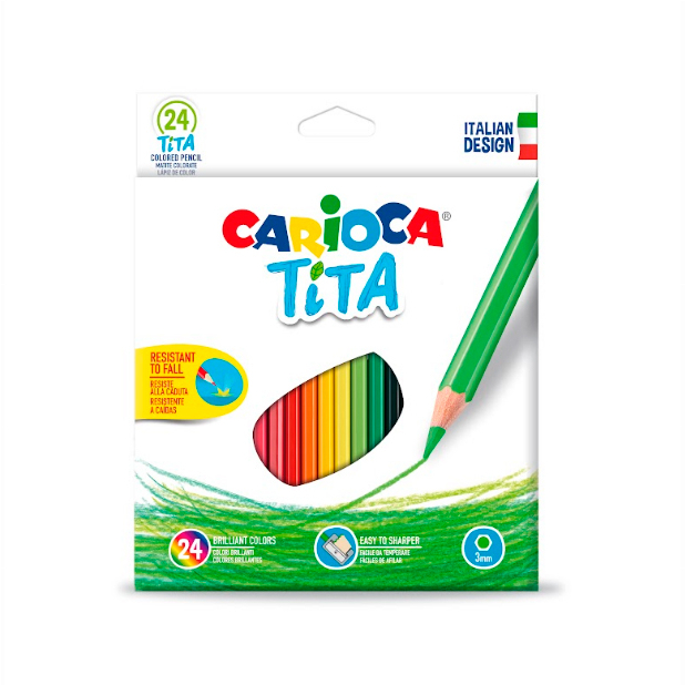 Канцтовари - Олівці кольорові Carioca Tita 24 кольори (42794)