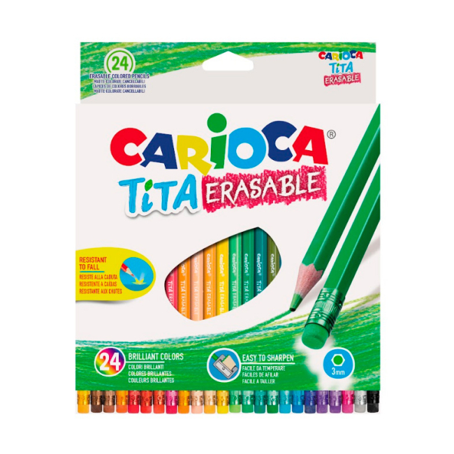 Канцтовари - Олівці кольорові Carioca Tita 24 кольорів (42938)