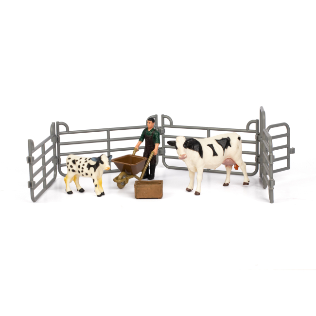 Фигурки животных - Набор фигурок Kids Team Ферма Бело-черная корова и теленок (Q9899-X10/3)