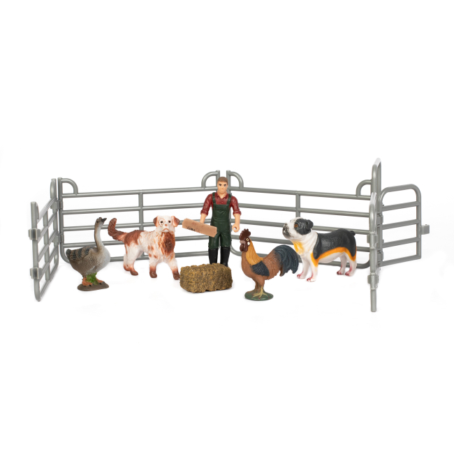 Фігурки тварин - Набір фігурок Kids Team Ферма Півень гуска дві собаки (Q9899-X14/1)