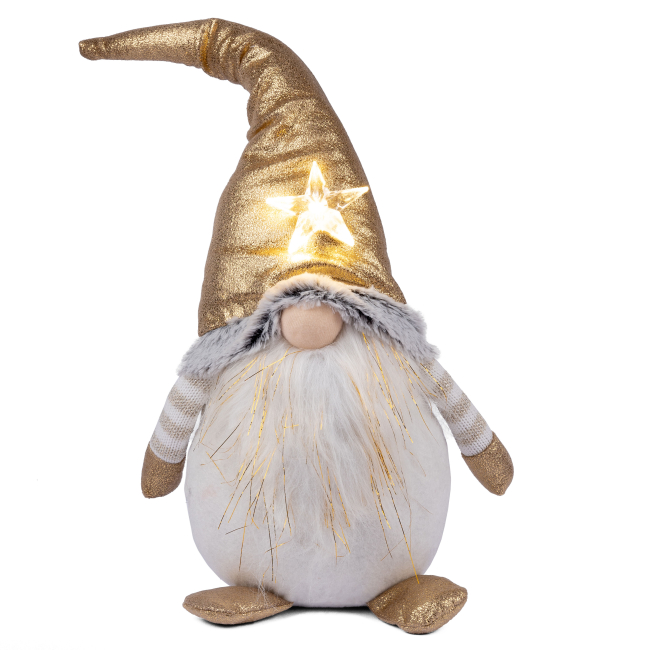 Аксессуары для праздников - ​Мягкая новогодняя игрушка Novogod'ko Гном в золотом колпаке (974623)