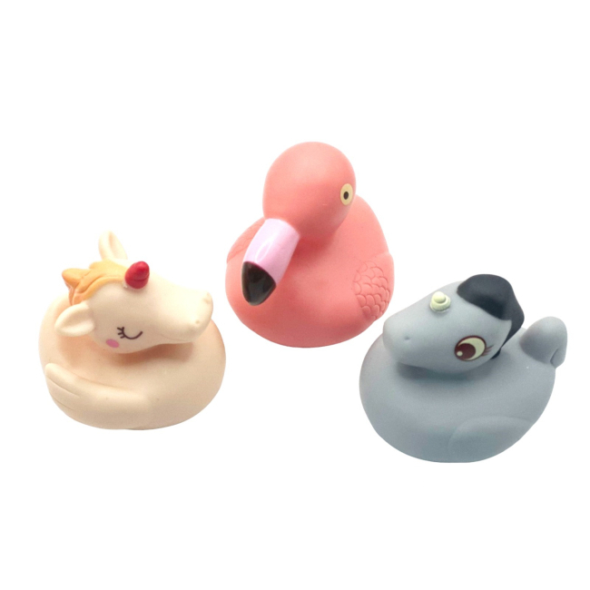 Іграшки для ванни - Набір для купання Bibi Toys Тваринки фламінго, лебідь, гусочка (761063BT)