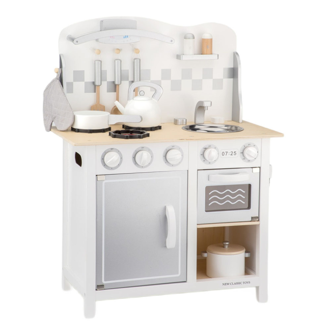 Детские кухни и бытовая техника - Игровой набор New Classic Toys Кухня бело-серебряная DeLuxe (11061)