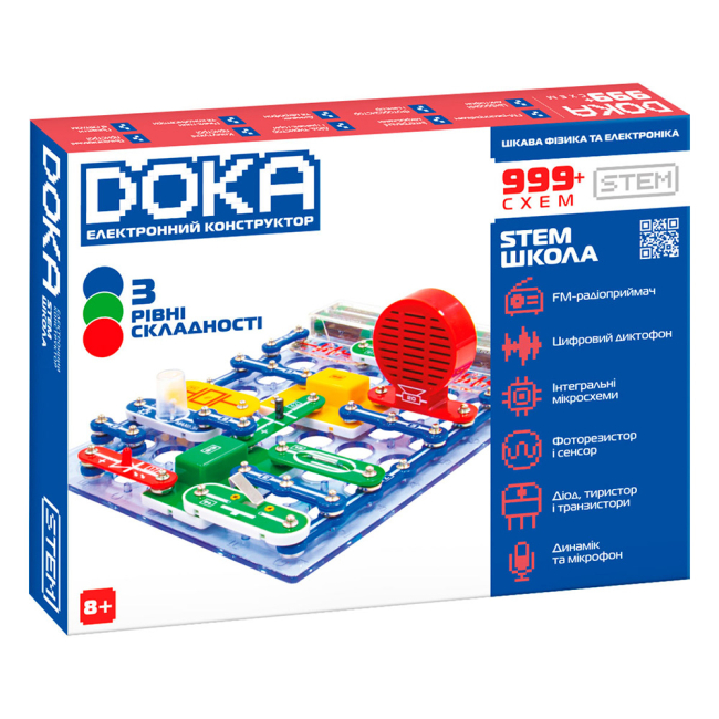 Научные игры, фокусы и опыты - Электронный конструктор Doka STEM школа 999 схем (D70708)
