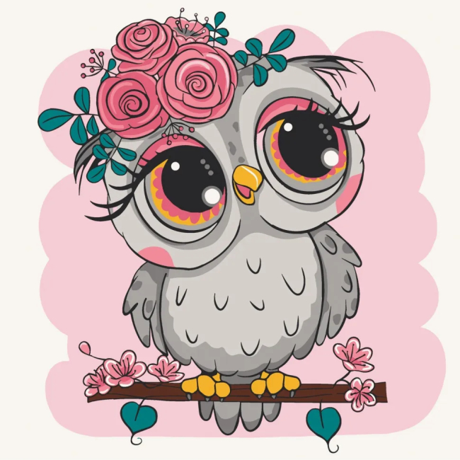 Товари для малювання - Картина за номерами Art Craft Совеня з квітами 30 х 30 см (15560-AC)