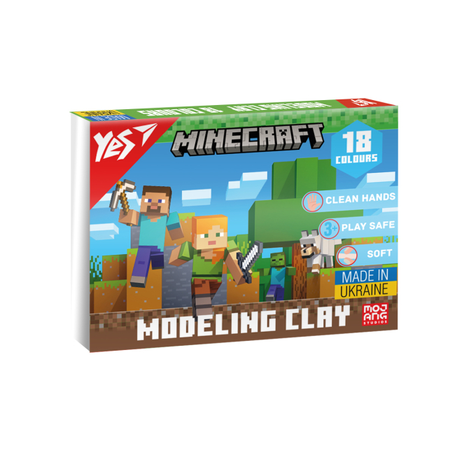 Наборы для лепки - Пластилин Yes Minecraft 18 цветов (540678)