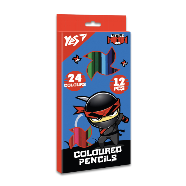 Канцтовари - Олівці кольорові Yes Ninja синьо-червоний 12 штук 24 кольори (290749)