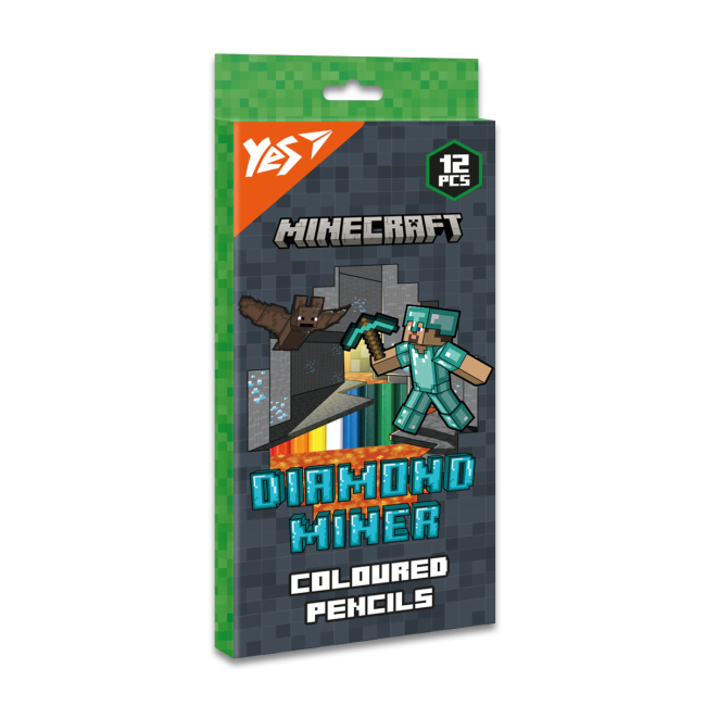 Канцтовари - Олівці кольорові Yes Minecraft Diamond Miner 12 кольорів (290720)