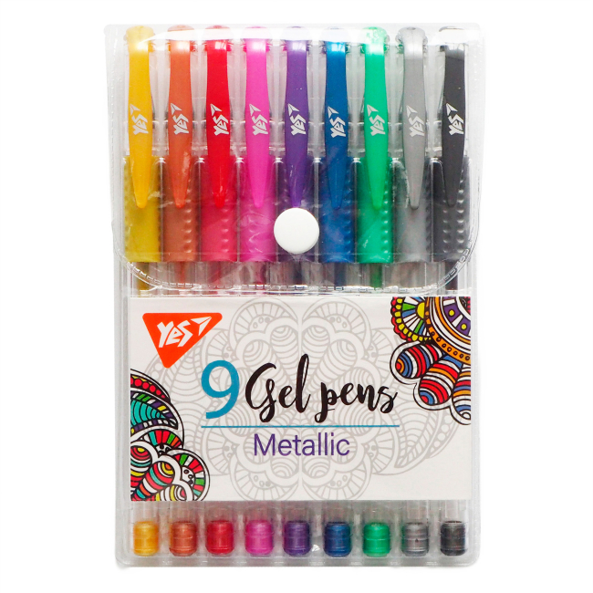 Канцтовари - Набір гелевих ручок Yes Metallic 9 кольорів (420433)