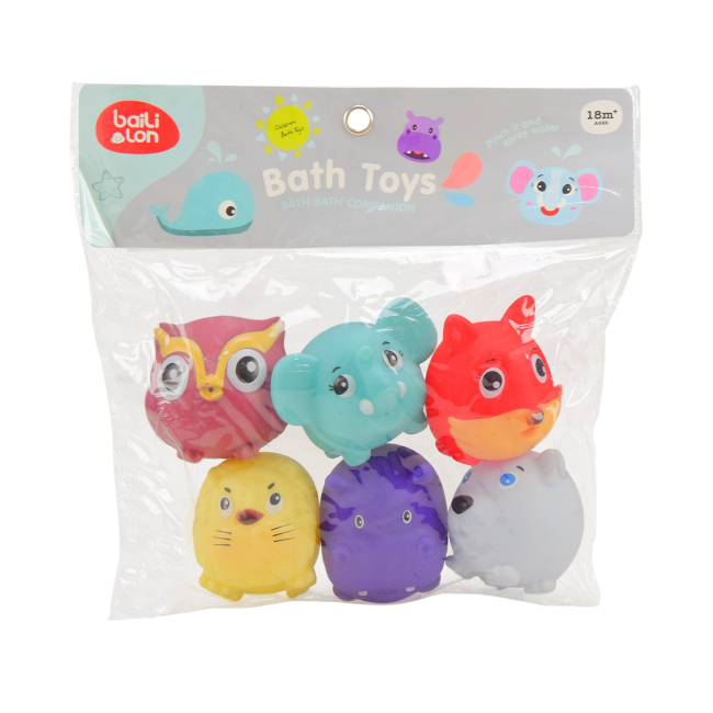 Игрушки для ванны - Игровой набор Shantou Jinxing Пищалка 6 зверюшек (Y8619)