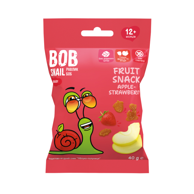 Сладости - Фруктовый снек Bob Snail Яблоко-Клубника (4820219347491)