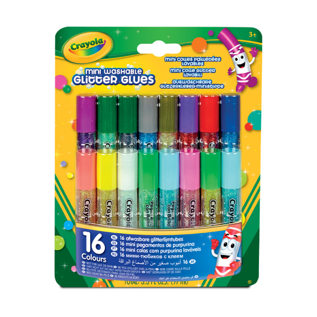 Канцтовари - Клей з блискітками Crayola Washable 16 шт (69-4200)