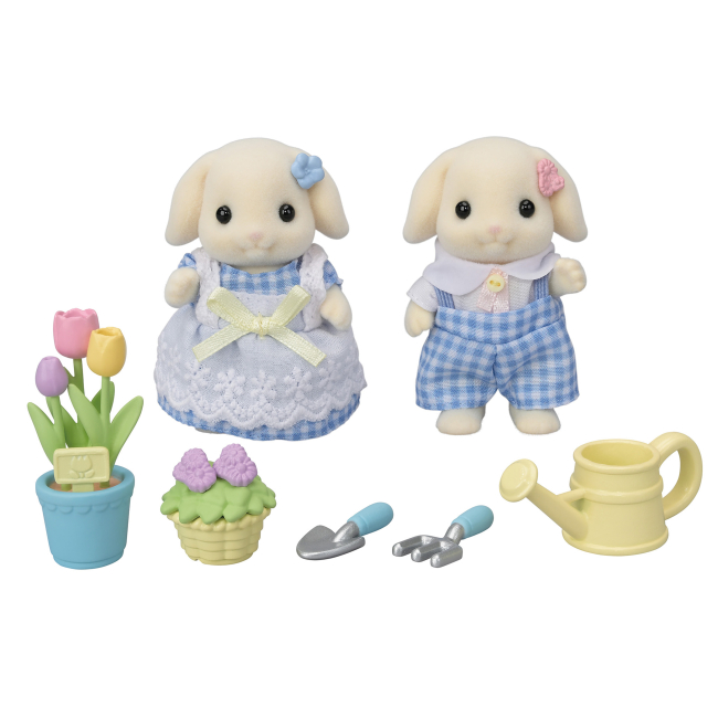 Фігурки тварин - Ігровий набір Sylvanian Families Квіткові кролики-двійнята з аксесуарами для саду (5736)