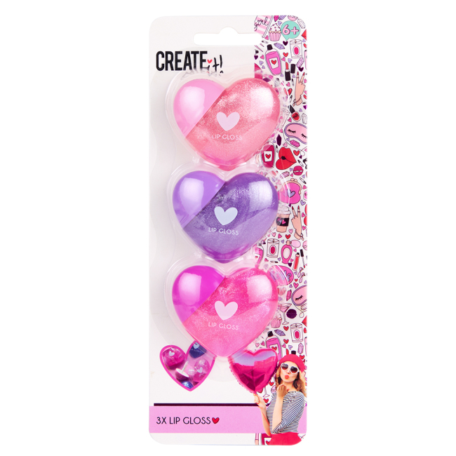 Косметика - Набір бальзамів для губ Create It! Love Сердечки 3 шт (84596)