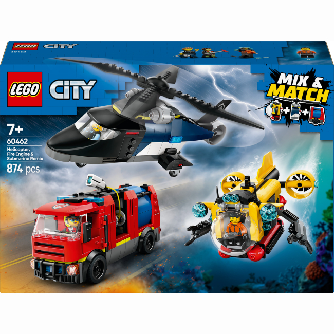 Конструкторы LEGO - Конструктор LEGO City Ремикс вертолетов, пожарных машин и подводных лодок (60462)