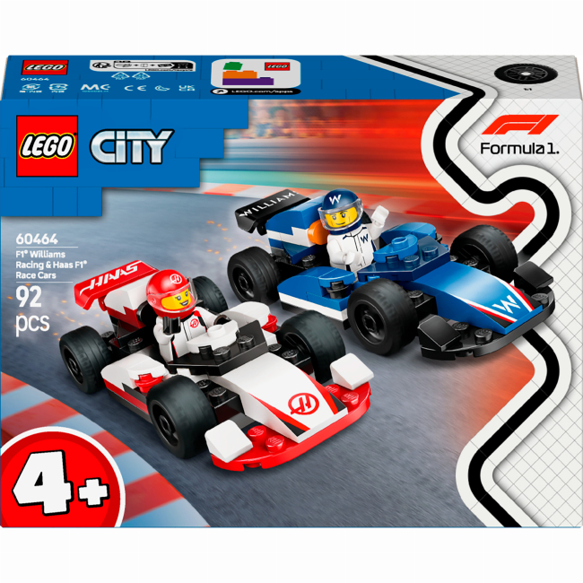 Конструкторы LEGO - Конструктор LEGO City Автомобили для гонки F1 команд Williams Racing и Haas F1 (60464)
