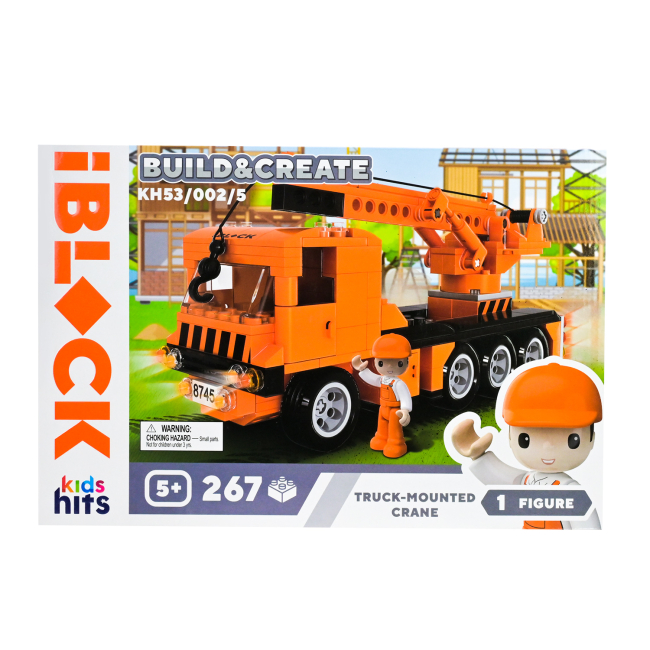 Конструкторы с уникальными деталями - Конструктор IBLOCK Build & create Truck-mounted crane 267 деталей (KH53/002/5)