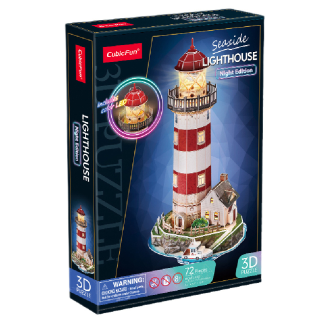 3D-пазлы - Трехмерный пазл CubicFun Night edition Маяк с LED-подсветкой (L540h)