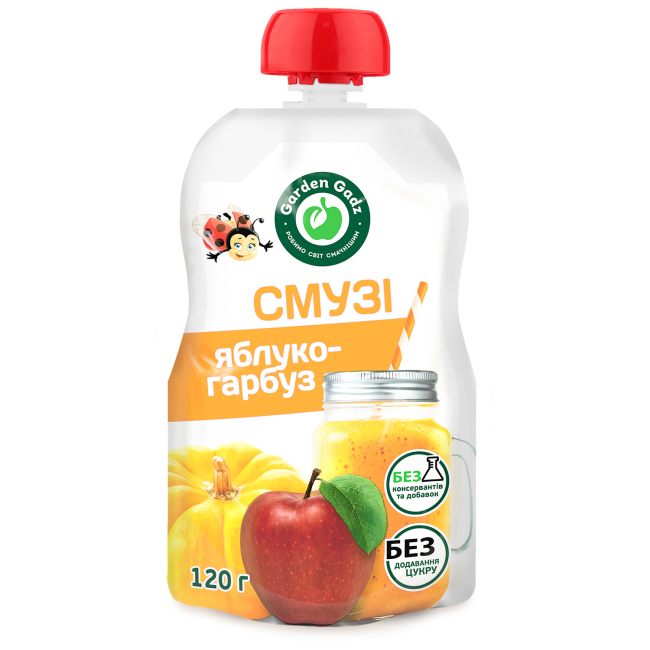 Солодощі - Пюре фруктово-овочеве Garden Gadz Смузі яблуко-гарбуз (4820240850458)