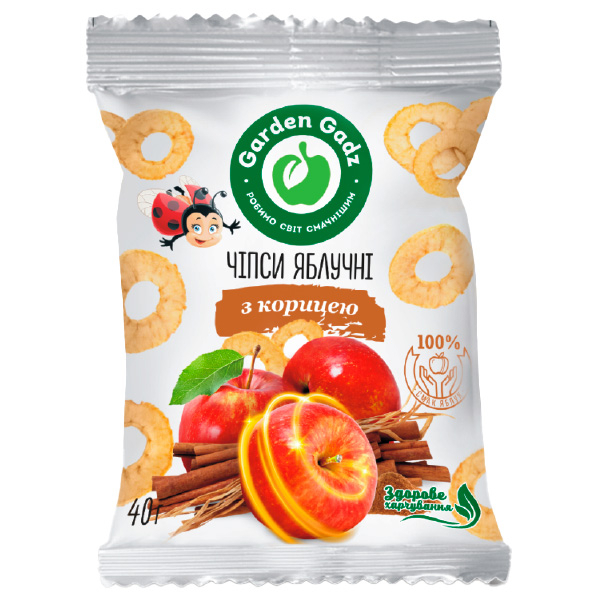 Солодощі - Чіпси яблучні Garden Gadz з корицею 40 г (4820240850113)