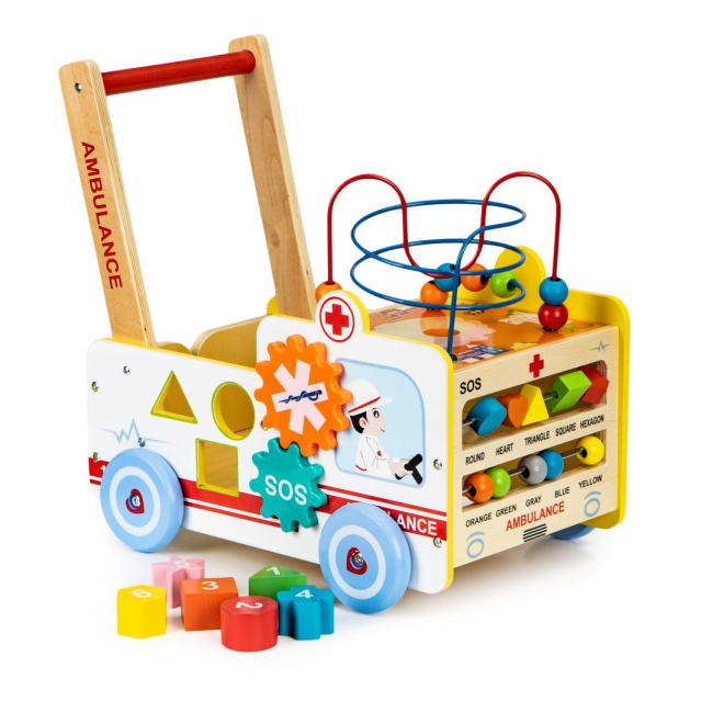 Развивающие игрушки - Развивающая игрушка Ecotoys Толкатель Скорая помощь (HM013239)