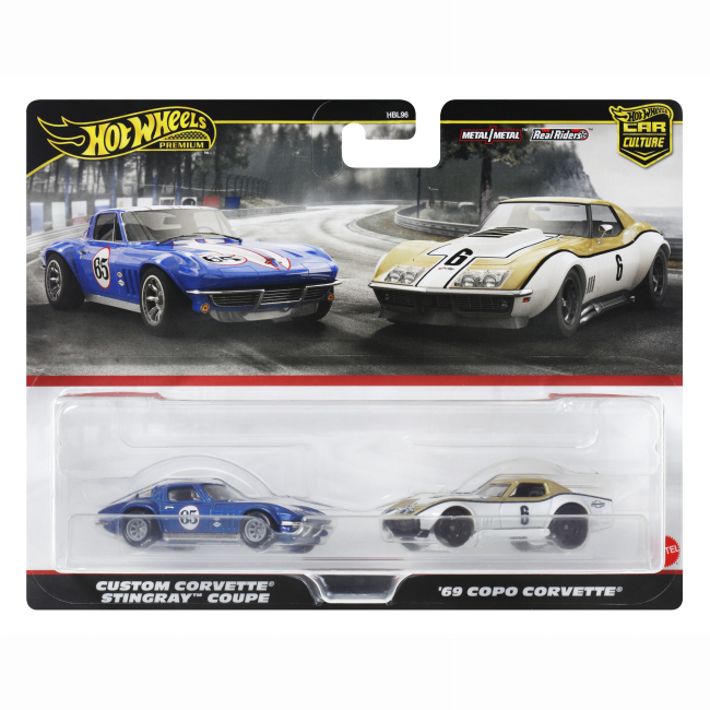 Автомодели - Набор автомоделей Hot Wheels Car culture Custom Corvette Stingray Coupe и '69 Copo Corvette (HBL96/HRR80)