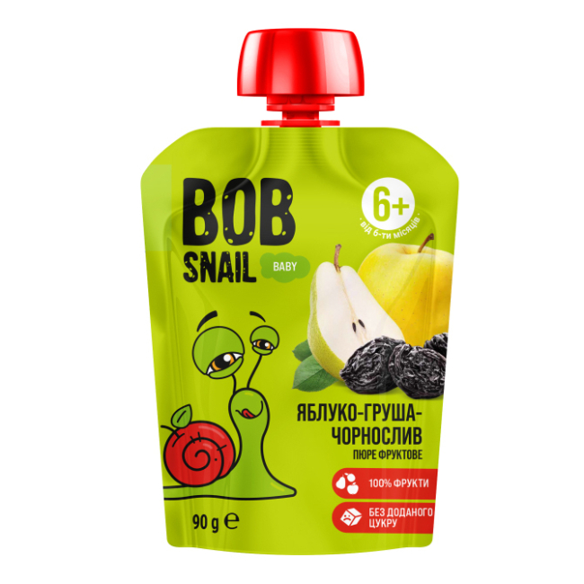 Сладости - Пюре Bob Snail Яблоко-Груша-Чернослив (4820219349525)