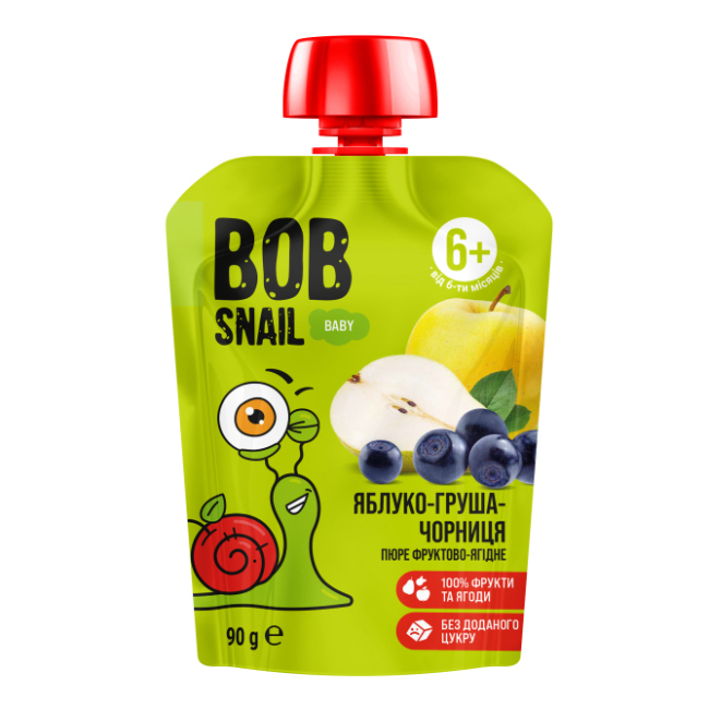 Сладости - Пюре Bob Snail Яблоко-Груша-Черника (4820219349549)