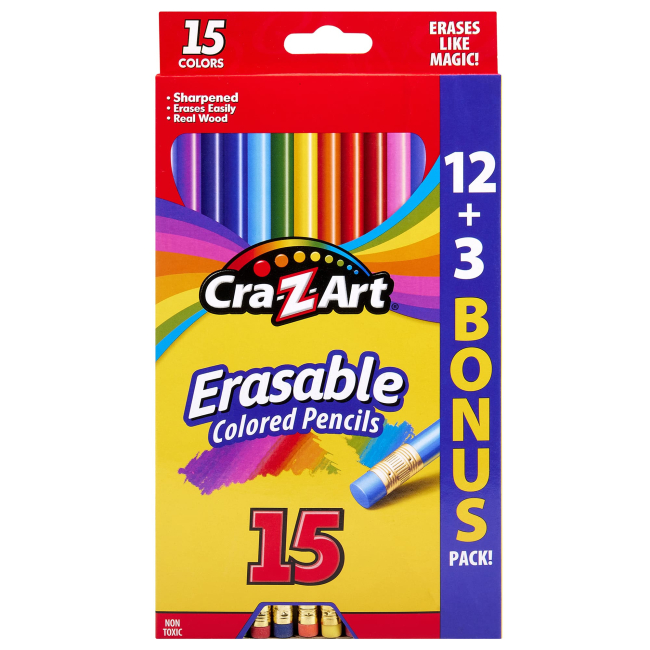 Канцтовари - ​Олівці кольорові Cra-Z-Art з гумкою 15 кольорів (10459CRA)