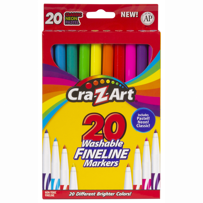 Канцтовари - Набір маркерів Cra-Z-Art Тонкі кінчики 20 шт (01308CRA)