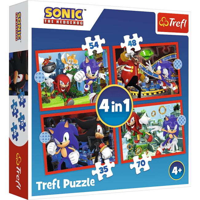 Пазли - Пазл Trefl Sonic the Hedgehog Веселі пригоди 4 в 1 (34625)