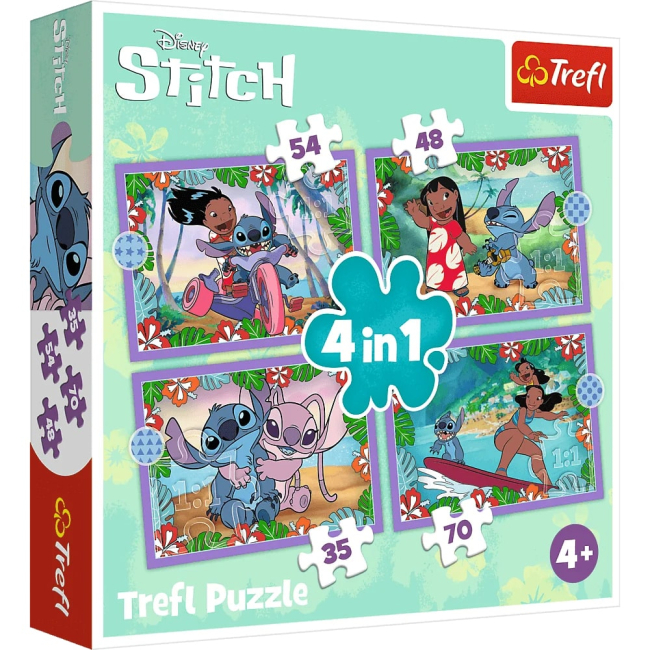 Пазли - Пазл Trefl Disney Ліло та Стіч Шалений день 4 в 1 (34633)
