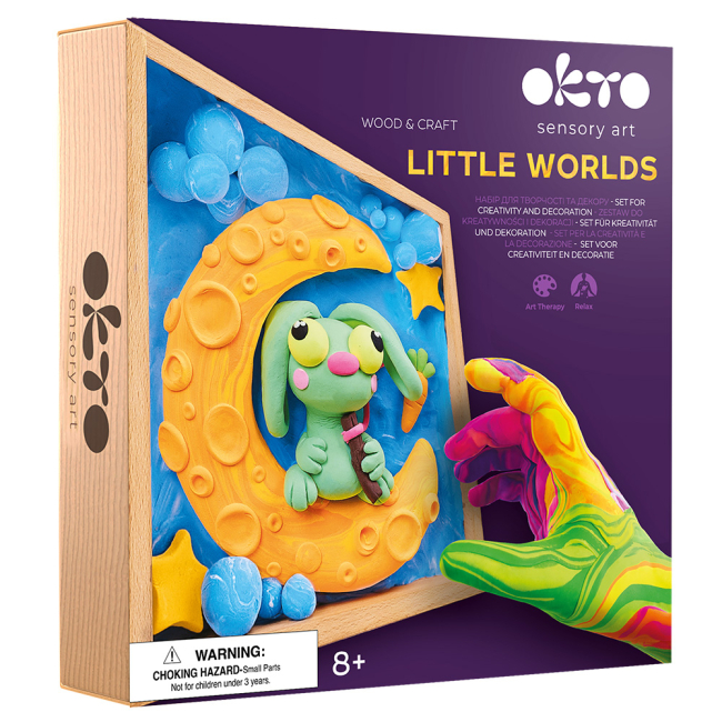 Набори для ліплення - Набір для творчості OKTO Wood and Craft Little worlds Заєць на місяці (20032)